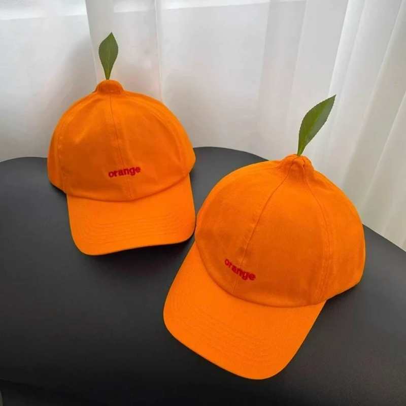 Street Fashion Hats - Cartoon Orange Unisex-Kappe, lässige, einfarbige Baseballkappe,