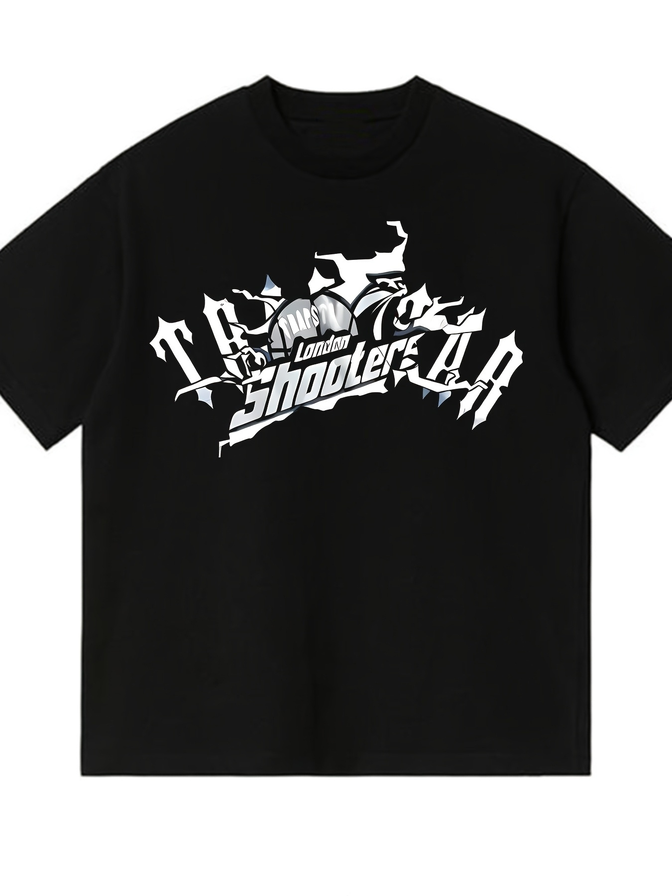 Street Fashion London 2026 - 2026 Neues schwarzes Baumwoll-T-Shirt mit London-Shooter-Musterdruck,