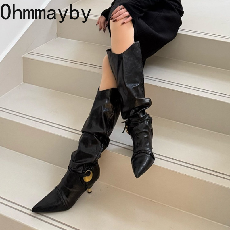 Street Fashion Rome - Damen-Stiefel mit spitzer Zehenpartie, kniehoch, aus