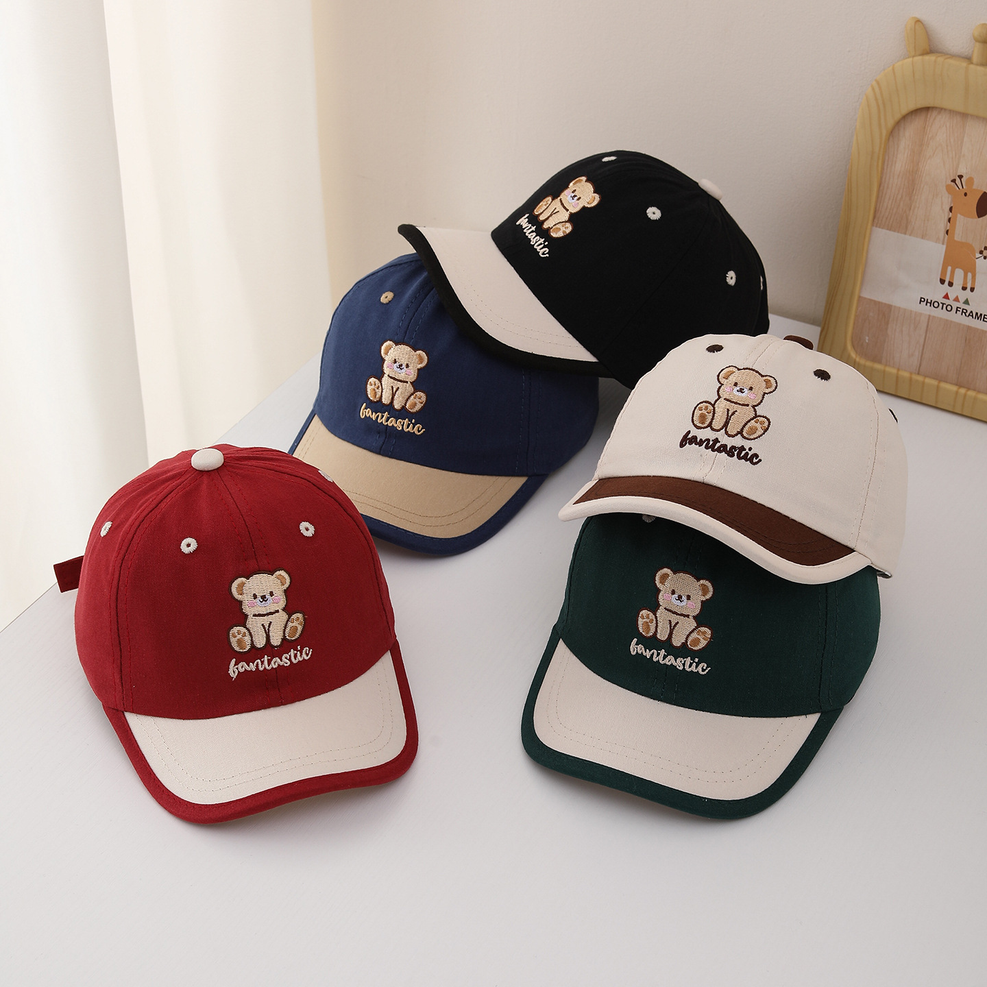 Street Fashion Hats - Kinder-Baseballmütze, 52 cm, für Kinder, Cartoon-Bär-Patch,