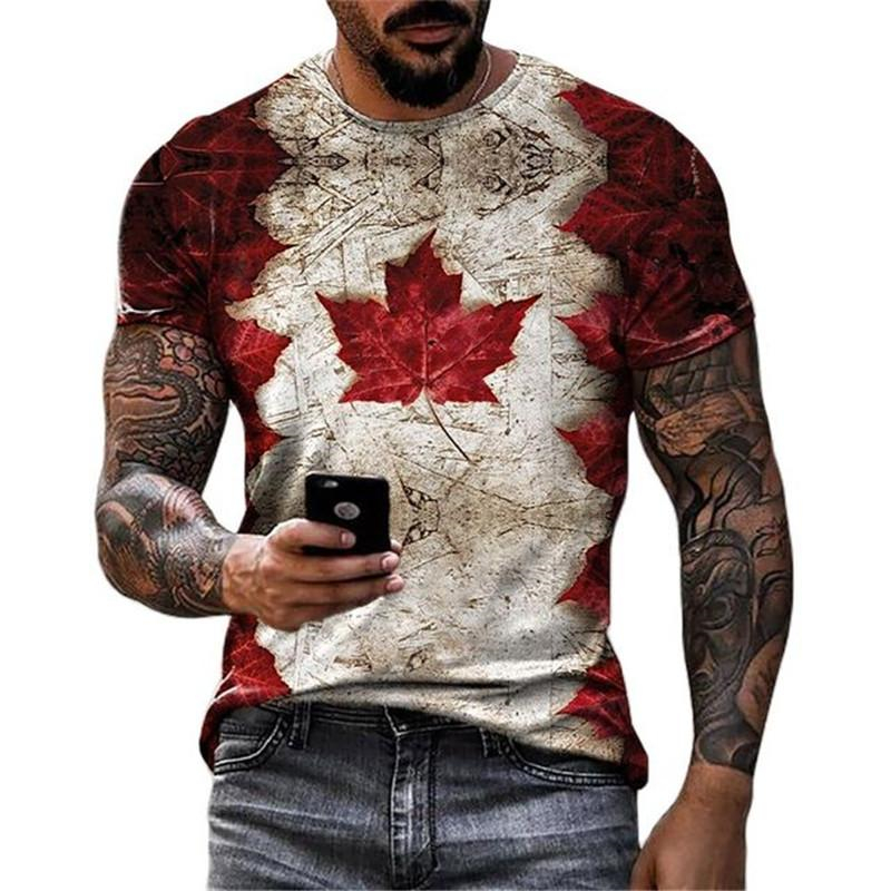 Retro Canada Flag T-shirt 3D P – Street Fashion Canada Bewertung und Preis