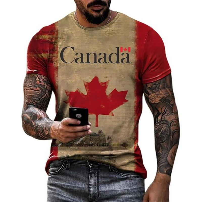 Retro Canada Flag T-shirt 3D P – Street Fashion Canada Bewertung und Preis