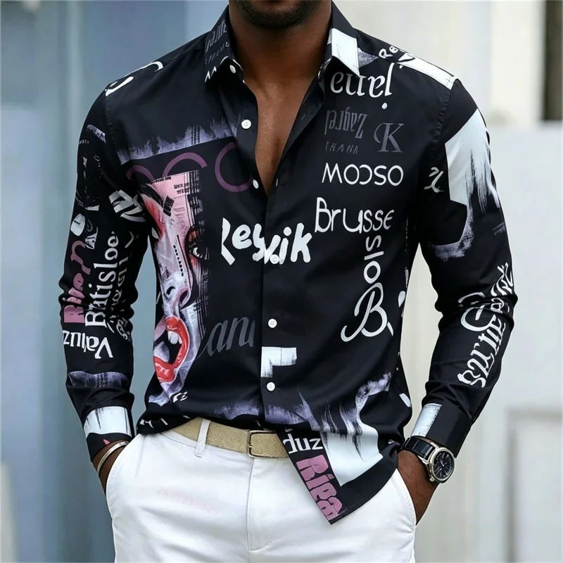 Herrenhemd mit Print, Langarm, – Fashion Streetwear Bewertung und Preis