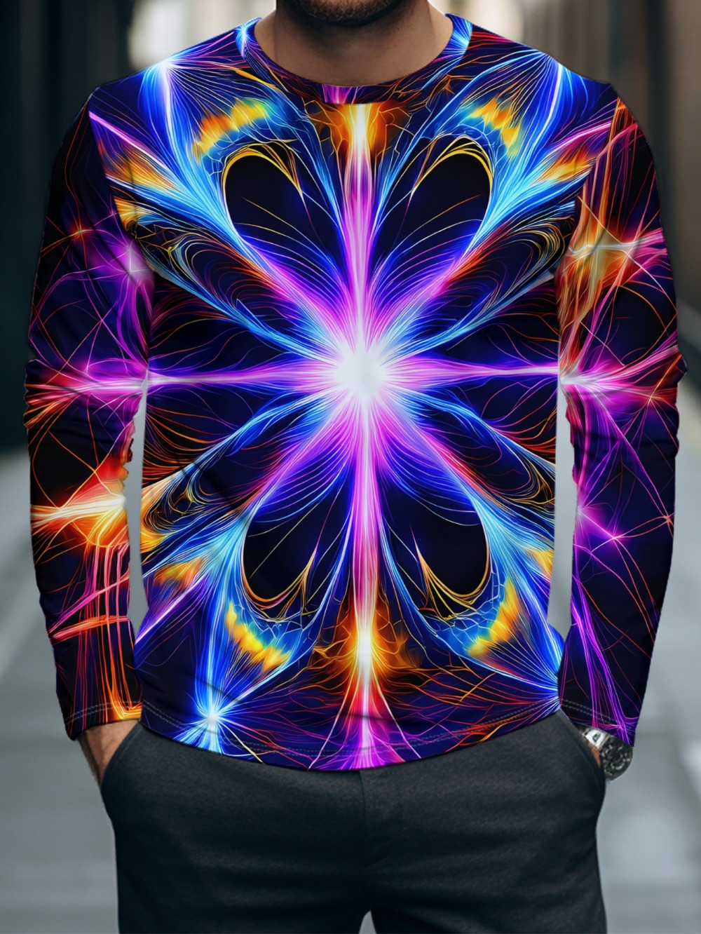 Kosmischer Lichteffekt-Explosi – Fashion Streetwear Bewertung und Preis