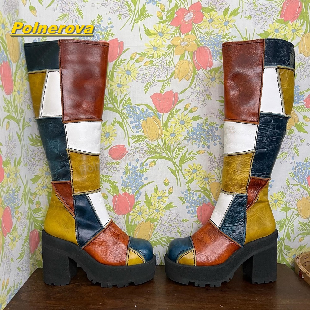 Damen Retro Patchwork Leder Kn – Street Fashion Y2K Bewertung und Preis