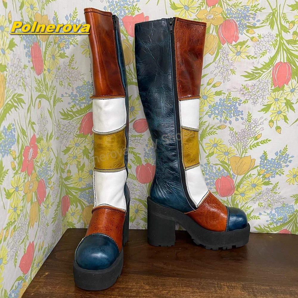 Damen Retro Patchwork Leder Kn – Street Fashion Y2K Bewertung und Preis