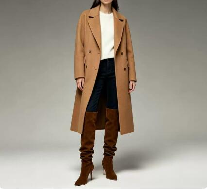 Herbstbraune Wildleder-Overkne – Street Fashion Rome Bewertung und Preis