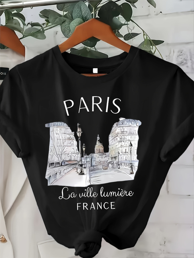 Damen-T-Shirt mit Paris-Print  – Street Fashion Paris 2025 Bewertung und Preis