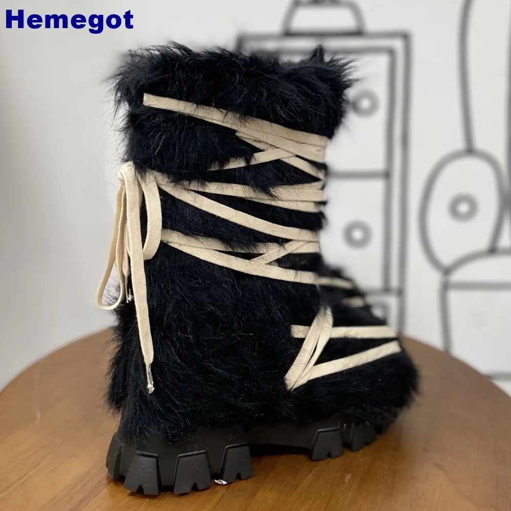 Damen Schwarze Pelzige Halbhoh – Street Fashion Y2K Bewertung und Preis